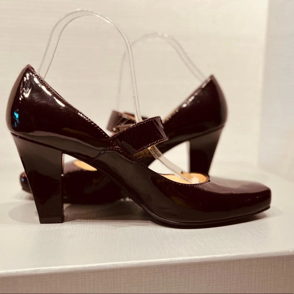 Franco Sarto Mary Jane Tenor Square Toes Side Buckle Closure Patent Leather - Picture 7 of 14